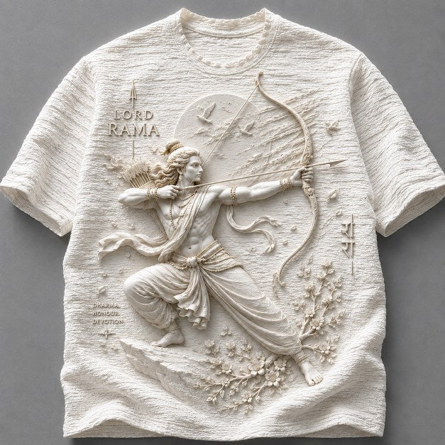 Lord Rama Warrior of Dharma 3D White T-Shirt