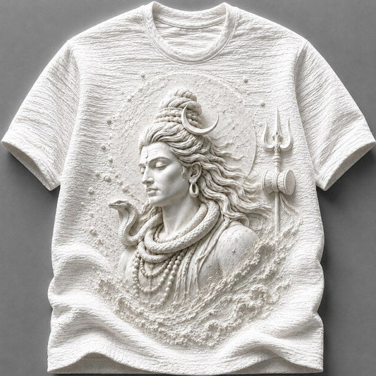Lord Shiva Divine Serenity 3D White T-Shirt