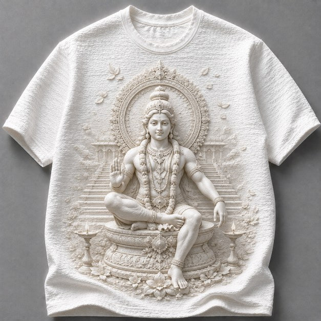 Lord Ayyappa Divine Grace 3D White T-Shirt