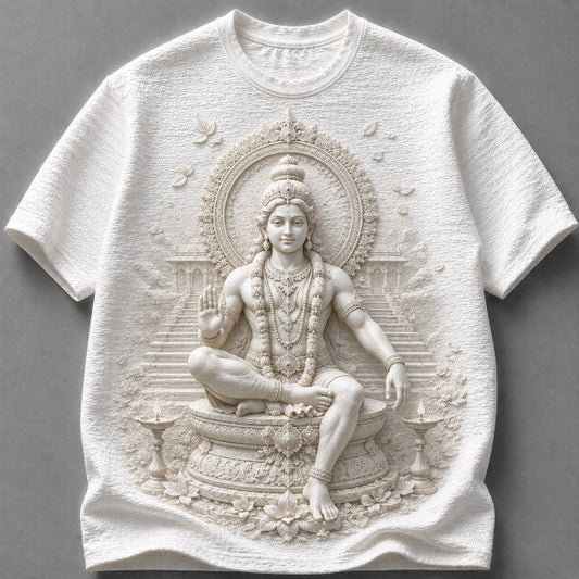 Lord Ayyappa Divine Grace 3D White T-Shirt