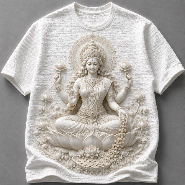 Goddess Lakshmi Divine Prosperity 3D White T-Shirt