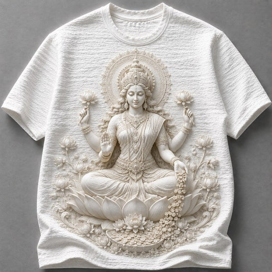 Goddess Lakshmi Divine Prosperity 3D White T-Shirt