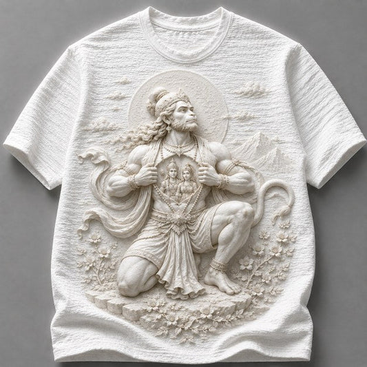 Lord Hanuman Divine Strength 3D White T-Shirt