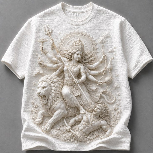 Goddess Durga Divine Power 3D White T-Shirt