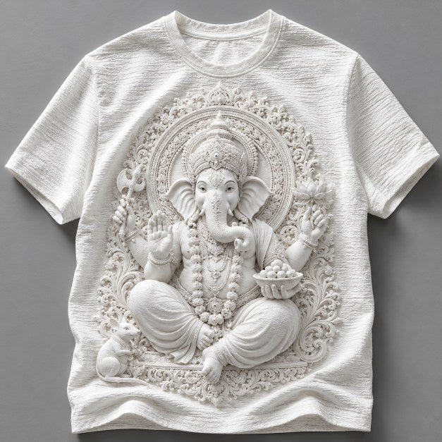 Lord Ganesha Divine Blessings 3D White T-Shirt
