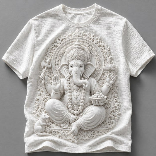 Lord Ganesha Divine Blessings 3D White T-Shirt